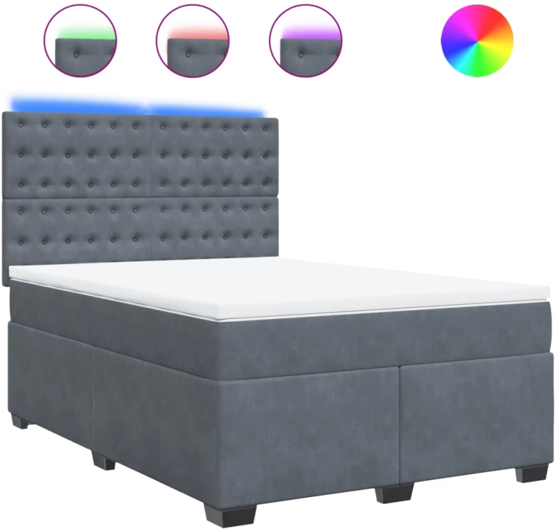 vidaXL Κρεβάτι Boxspring με Στρώμα Σκούρο Γκρι 160x200 εκ. Βελούδινο