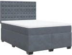 vidaXL Κρεβάτι Boxspring με Στρώμα Σκούρο Γκρι 160x200 εκ. Βελούδινο
