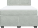 vidaXL Κρεβάτι Boxspring με Στρώμα Ανοιχτό Γκρι 160x200 εκ. Βελούδινο