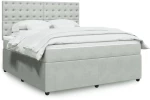 vidaXL Κρεβάτι Boxspring με Στρώμα Ανοιχτό Γκρι 180x200 εκ. Βελούδινο