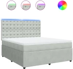 vidaXL Κρεβάτι Boxspring με Στρώμα Ανοιχτό Γκρι 180x200 εκ. Βελούδινο