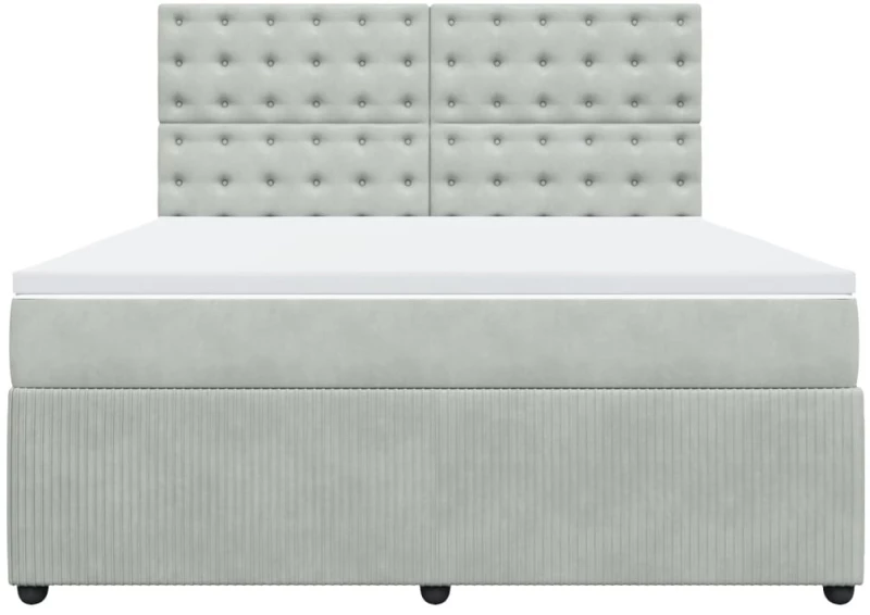vidaXL Κρεβάτι Boxspring με Στρώμα Ανοιχτό Γκρι 180x200 εκ. Βελούδινο