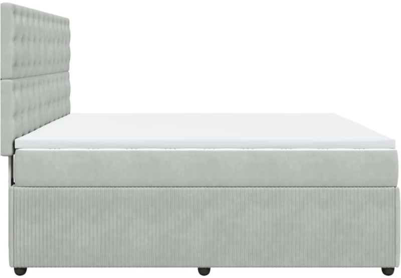 vidaXL Κρεβάτι Boxspring με Στρώμα Ανοιχτό Γκρι 180x200 εκ. Βελούδινο
