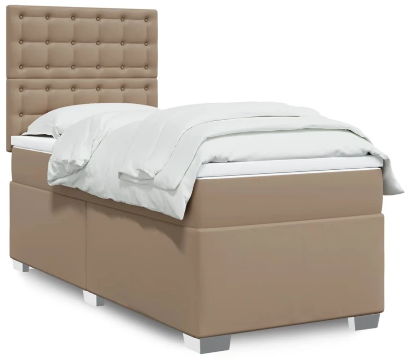 vidaXL Κρεβάτι Boxspring με Στρώμα Καπουτσίνο 80x200 εκ. Συνθ. Δέρμα