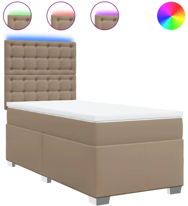 vidaXL Κρεβάτι Boxspring με Στρώμα Καπουτσίνο 80x200 εκ. Συνθ. Δέρμα
