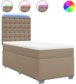 vidaXL Κρεβάτι Boxspring με Στρώμα Καπουτσίνο 80x200 εκ. Συνθ. Δέρμα