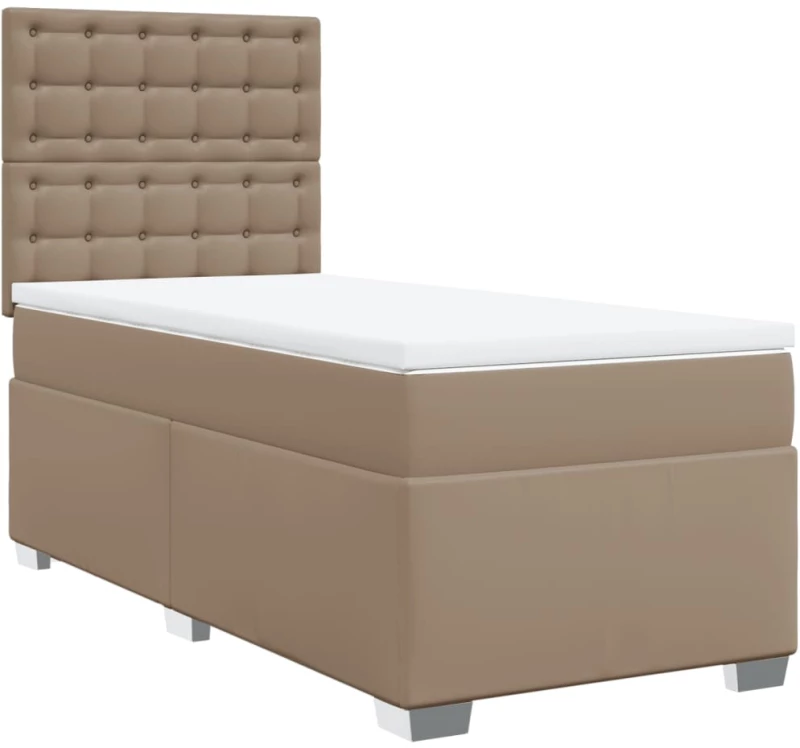 vidaXL Κρεβάτι Boxspring με Στρώμα Καπουτσίνο 80x200 εκ. Συνθ. Δέρμα