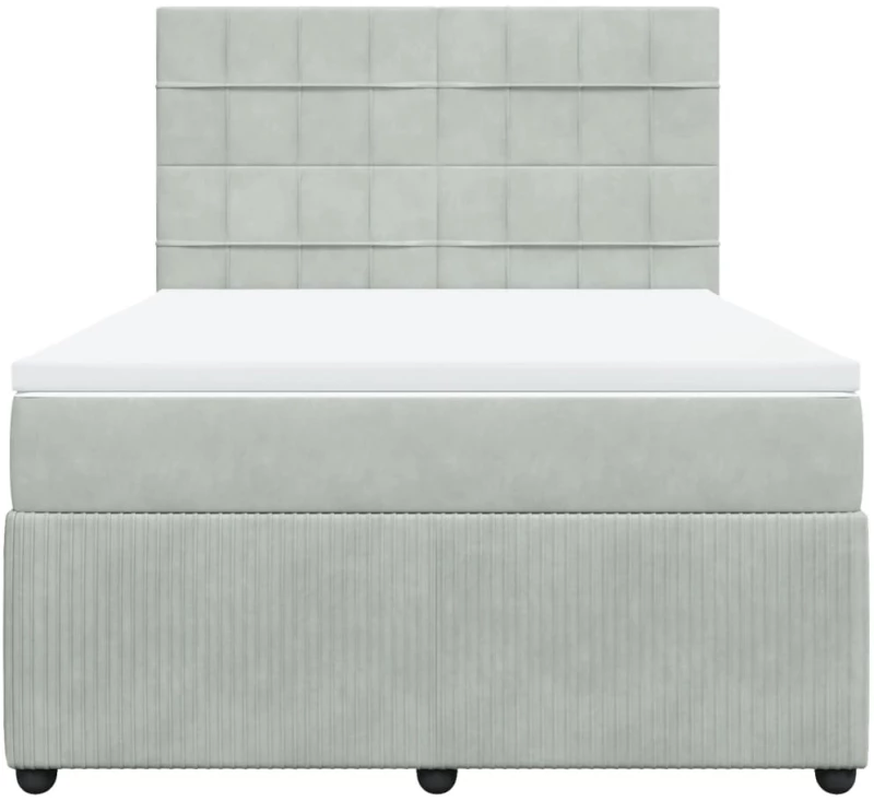 vidaXL Κρεβάτι Boxspring με Στρώμα Ανοιχτό Γκρι 140x200 εκ. Βελούδινο