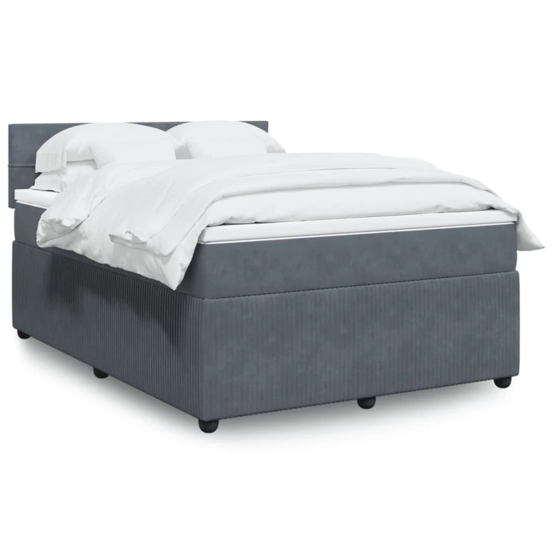 vidaXL Κρεβάτι Boxspring με Στρώμα Σκούρο Γκρι 140x190 εκ. Βελούδινο