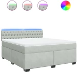 vidaXL Κρεβάτι Boxspring με Στρώμα Ανοιχτό Γκρι 180x200 εκ. Βελούδινο