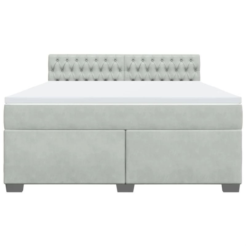 vidaXL Κρεβάτι Boxspring με Στρώμα Ανοιχτό Γκρι 180x200 εκ. Βελούδινο