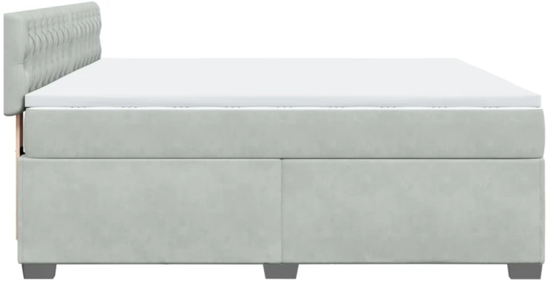 vidaXL Κρεβάτι Boxspring με Στρώμα Ανοιχτό Γκρι 180x200 εκ. Βελούδινο