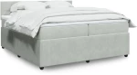 vidaXL Κρεβάτι Boxspring με Στρώμα Ανοιχτό Γκρι 200x200 εκ. Βελούδινο
