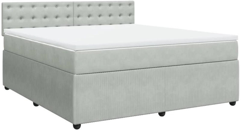 vidaXL Κρεβάτι Boxspring με Στρώμα Ανοιχτό Γκρι 180x200 εκ. Βελούδινο