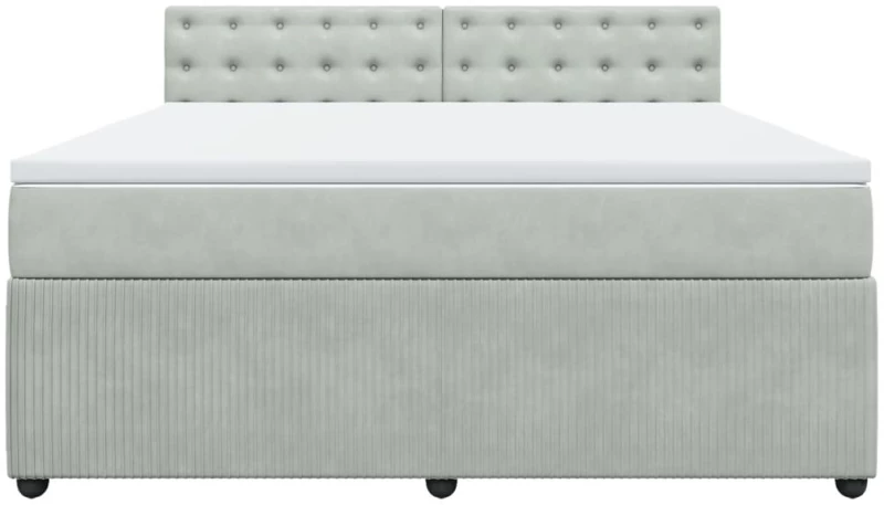 vidaXL Κρεβάτι Boxspring με Στρώμα Ανοιχτό Γκρι 180x200 εκ. Βελούδινο