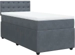 vidaXL Κρεβάτι Boxspring με Στρώμα Σκούρο Γκρι 100x200 εκ. Βελούδινο