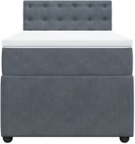 vidaXL Κρεβάτι Boxspring με Στρώμα Σκούρο Γκρι 100x200 εκ. Βελούδινο