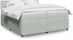 vidaXL Κρεβάτι Boxspring με Στρώμα Ανοιχτό Γκρι 200x200 εκ. Βελούδινο