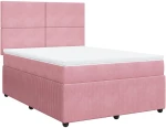 vidaXL Κρεβάτι Boxspring με Στρώμα Ροζ 160x200 εκ. Βελούδινο