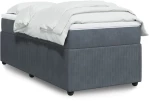 vidaXL Κρεβάτι Boxspring με Στρώμα Σκούρο Γκρι 90x200 εκ. Βελούδινο