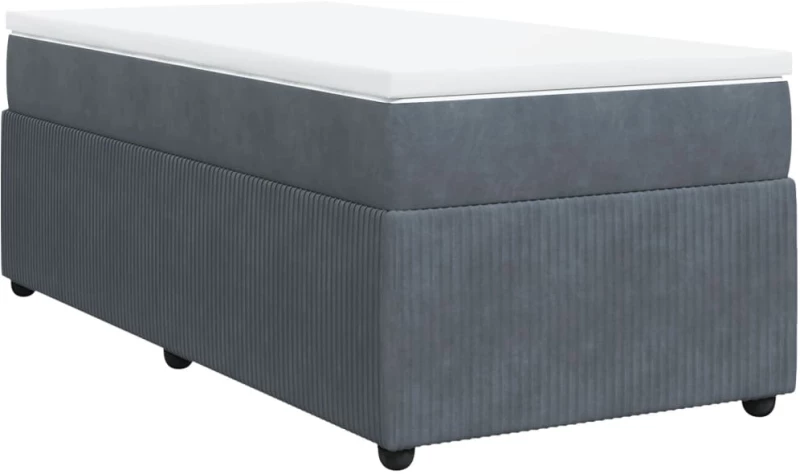 vidaXL Κρεβάτι Boxspring με Στρώμα Σκούρο Γκρι 90x200 εκ. Βελούδινο