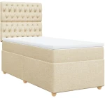 vidaXL Κρεβάτι Boxspring με Στρώμα Κρεμ 100 x 200 εκ. Υφασμάτινο