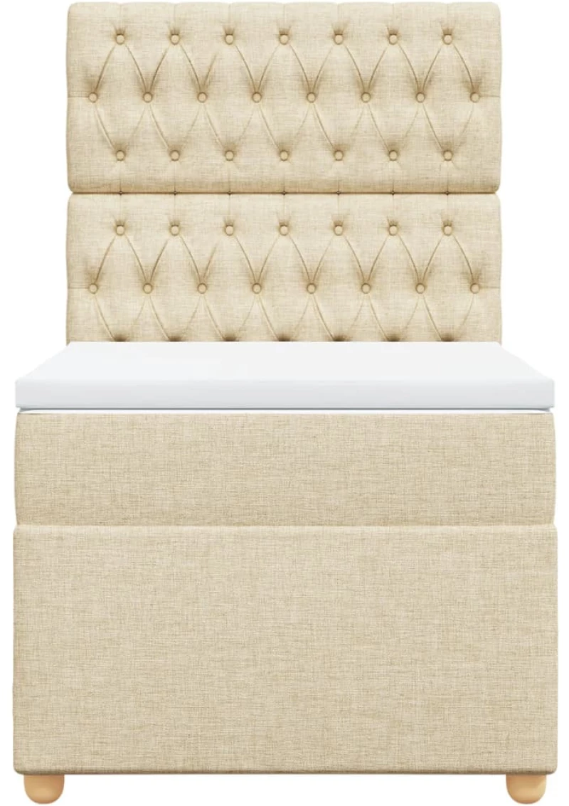 vidaXL Κρεβάτι Boxspring με Στρώμα Κρεμ 100 x 200 εκ. Υφασμάτινο