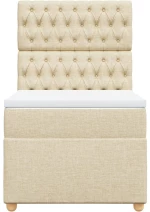 vidaXL Κρεβάτι Boxspring με Στρώμα Κρεμ 100 x 200 εκ. Υφασμάτινο