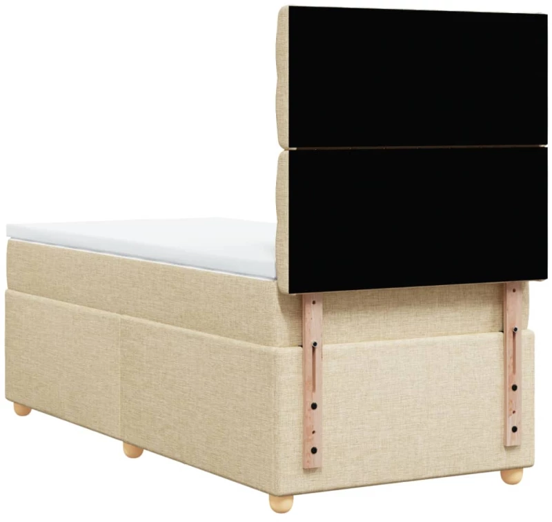 vidaXL Κρεβάτι Boxspring με Στρώμα Κρεμ 100 x 200 εκ. Υφασμάτινο