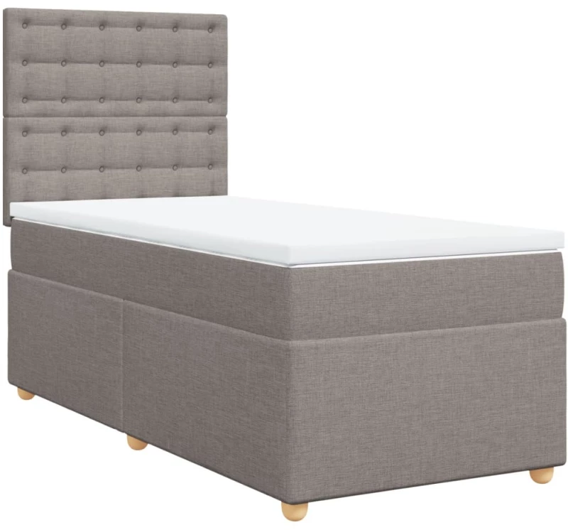 vidaXL Κρεβάτι Boxspring με Στρώμα Taupe 100 x 200 εκ. Υφασμάτινο