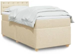vidaXL Κρεβάτι Boxspring με Στρώμα Κρεμ 100 x 200 εκ. Υφασμάτινο