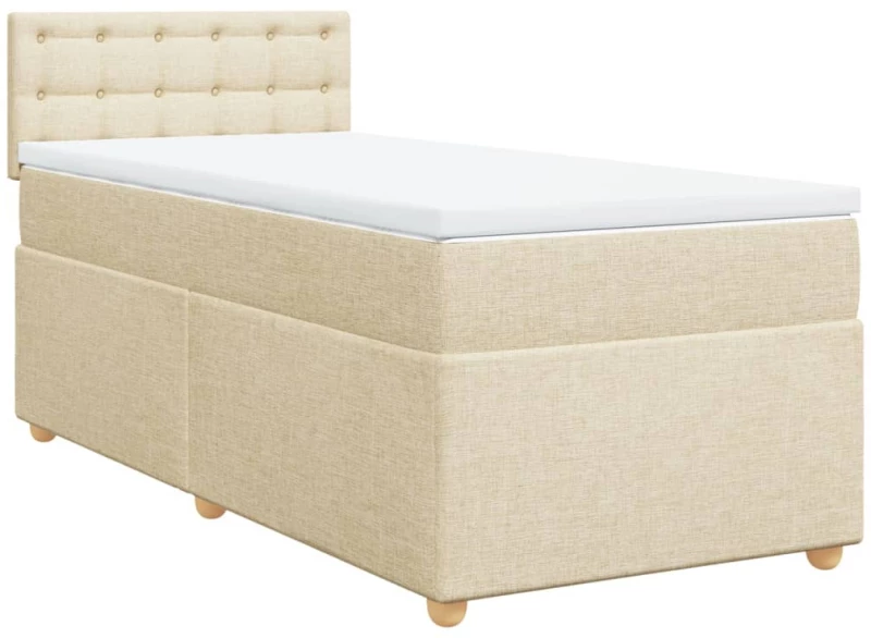 vidaXL Κρεβάτι Boxspring με Στρώμα Κρεμ 100 x 200 εκ. Υφασμάτινο