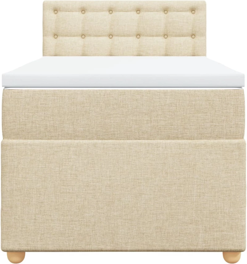 vidaXL Κρεβάτι Boxspring με Στρώμα Κρεμ 100 x 200 εκ. Υφασμάτινο