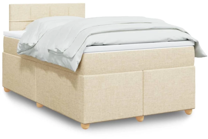 vidaXL Κρεβάτι Boxspring με Στρώμα Κρεμ 120x190 εκ. Υφασμάτινο