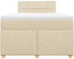 vidaXL Κρεβάτι Boxspring με Στρώμα Κρεμ 120x190 εκ. Υφασμάτινο