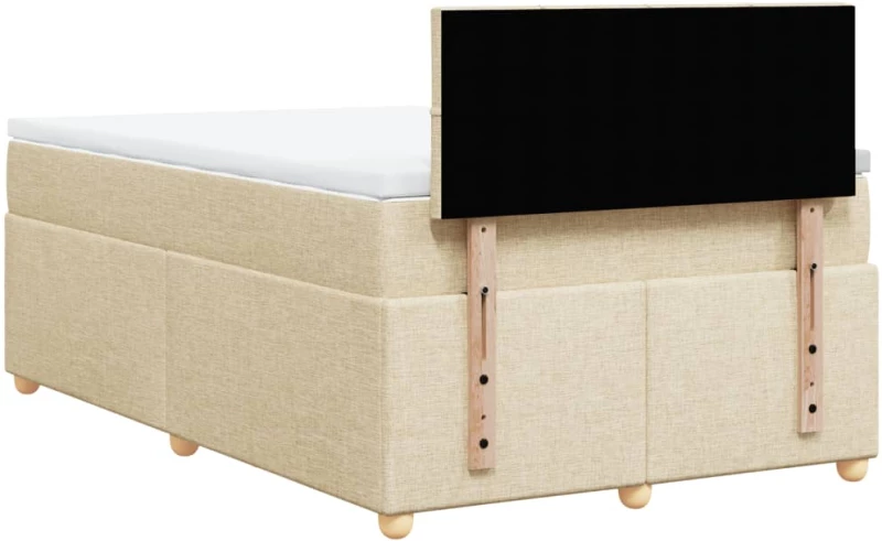 vidaXL Κρεβάτι Boxspring με Στρώμα Κρεμ 120x190 εκ. Υφασμάτινο