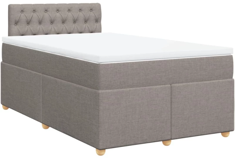 vidaXL Κρεβάτι Boxspring με Στρώμα Taupe 120x200 εκ. Υφασμάτινο