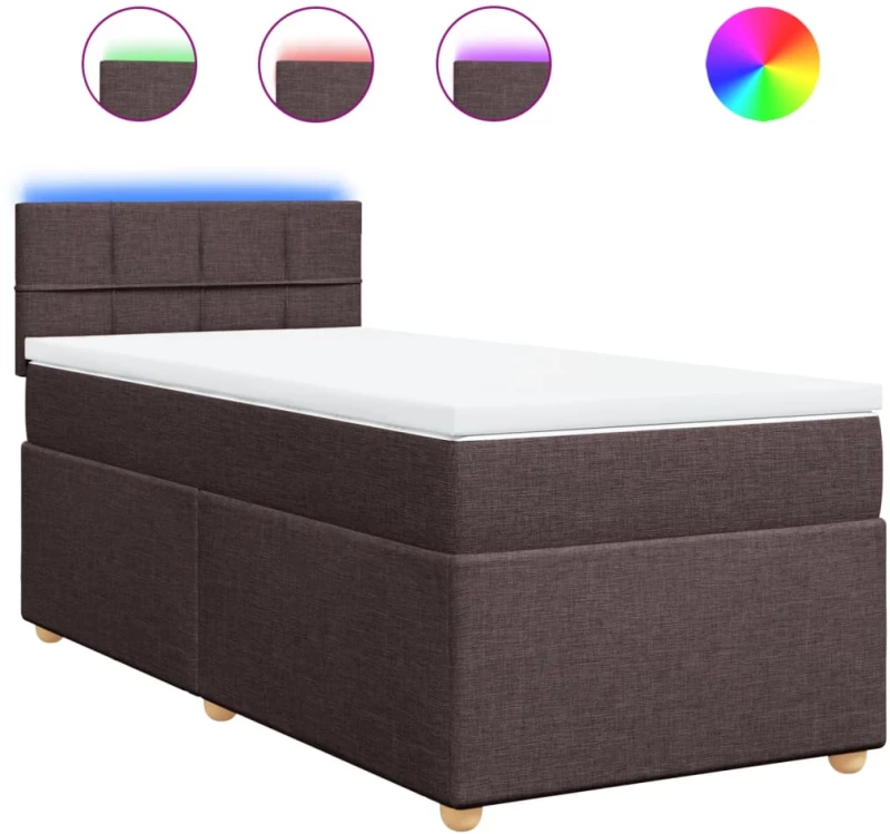 vidaXL Κρεβάτι Boxspring με Στρώμα Σκούρο Καφέ 100x200 εκ. Υφασμάτινο