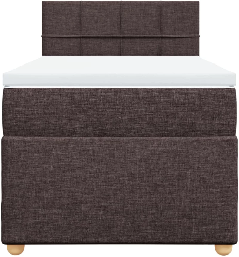 vidaXL Κρεβάτι Boxspring με Στρώμα Σκούρο Καφέ 100x200 εκ. Υφασμάτινο