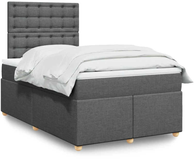 vidaXL Κρεβάτι Boxspring με Στρώμα Σκούρο Γκρι 120x190 εκ Υφασμάτινο