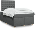 vidaXL Κρεβάτι Boxspring με Στρώμα Σκούρο Γκρι 120x190 εκ Υφασμάτινο