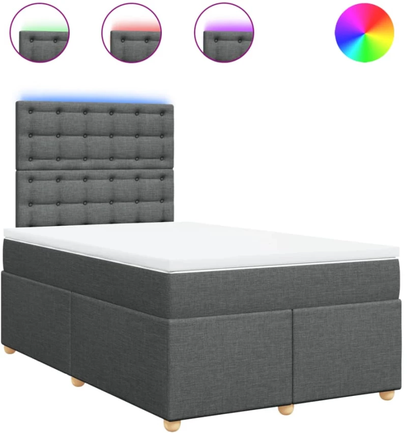 vidaXL Κρεβάτι Boxspring με Στρώμα Σκούρο Γκρι 120x190 εκ Υφασμάτινο
