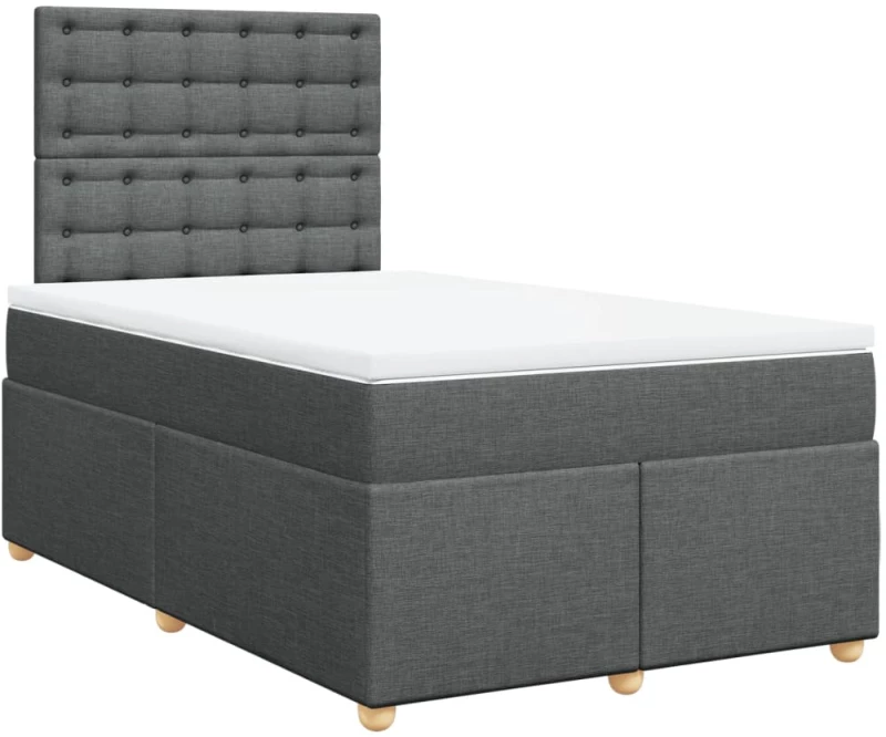 vidaXL Κρεβάτι Boxspring με Στρώμα Σκούρο Γκρι 120x190 εκ Υφασμάτινο