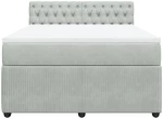 vidaXL Κρεβάτι Boxspring με Στρώμα Ανοιχτό Γκρι 140x200 εκ. Βελούδινο