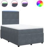vidaXL Κρεβάτι Boxspring με Στρώμα Σκούρο Γκρι 120x190 εκ. Βελούδινο