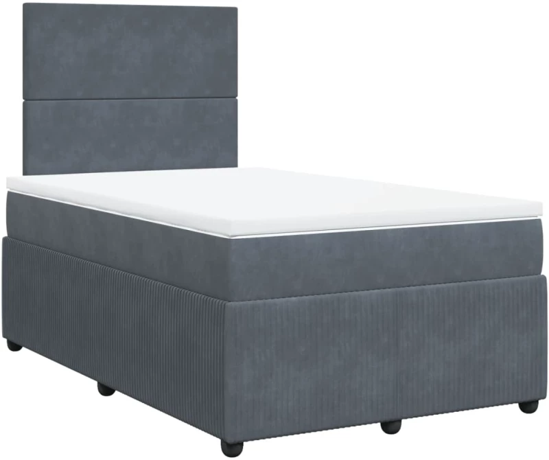 vidaXL Κρεβάτι Boxspring με Στρώμα Σκούρο Γκρι 120x190 εκ. Βελούδινο