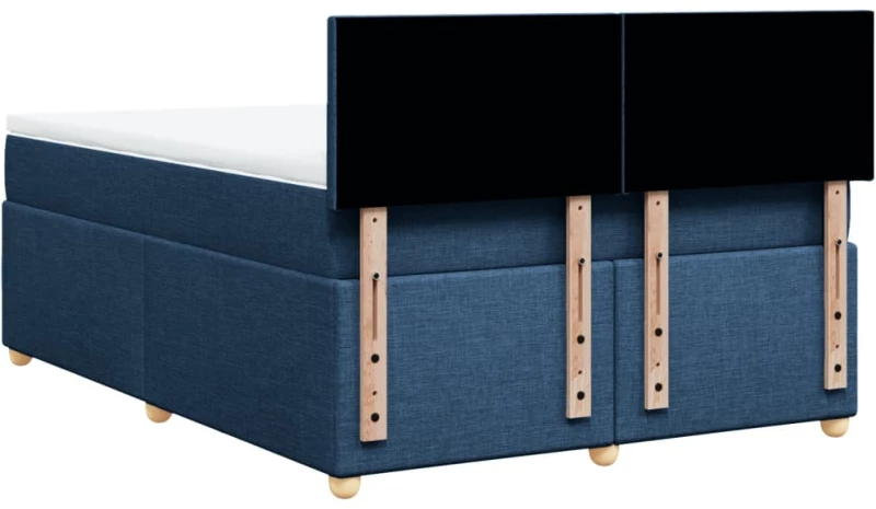 vidaXL Κρεβάτι Boxspring με Στρώμα Μπλε 160x200 εκ. Υφασμάτινο