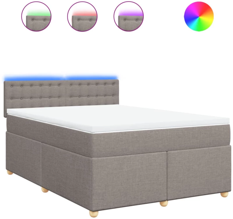 vidaXL Κρεβάτι Boxspring με Στρώμα Taupe 160x200 εκ. Υφασμάτινο