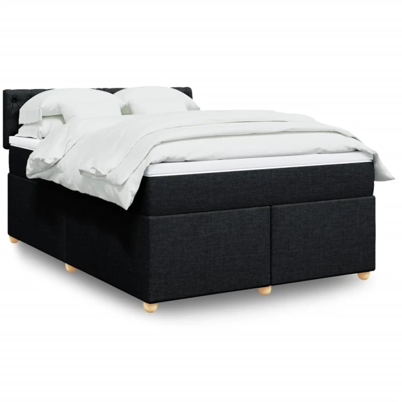 vidaXL Κρεβάτι Boxspring με Στρώμα Μαύρο 160x200 εκ. Υφασμάτινο