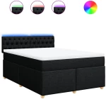 vidaXL Κρεβάτι Boxspring με Στρώμα Μαύρο 160x200 εκ. Υφασμάτινο